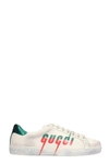 Gucci Men's New Ace Low-top Logo Sneakers In White