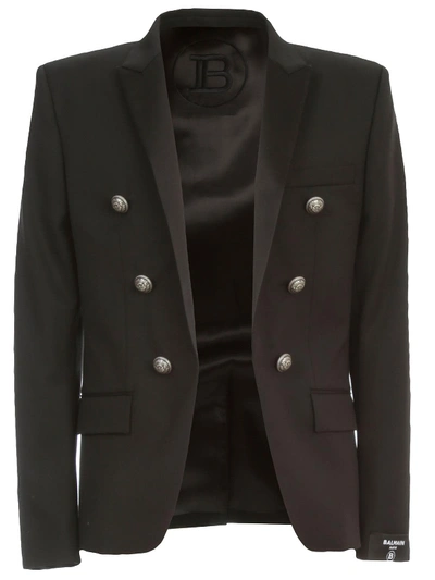 Balmain Jacket Collection Fit 68 Wool Satin Collar In Black