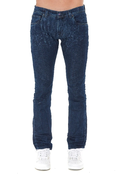 Etro Tonal Printed Jeans In Blue