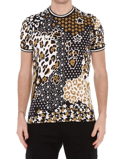 Dolce Gabbana Leopard Camouflage And Stars Print T-shirt