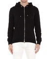 Balmain Textured Logo Zipped Hoodie In Black