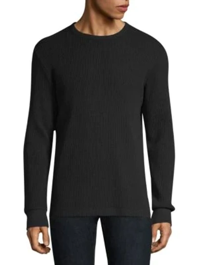 Theory Organic Waffle Long-sleeve Sweater In Black