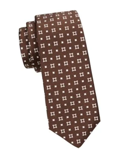 Kiton Square Silk Tie In Brown
