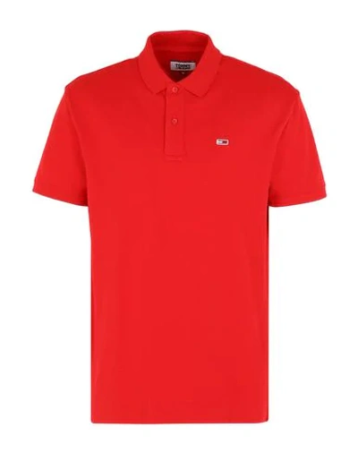 Tommy Jeans Stretch Cotton Piqué Polo Shirt In Red