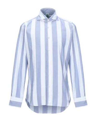 Finamore 1925 Striped Shirt In Dark Blue