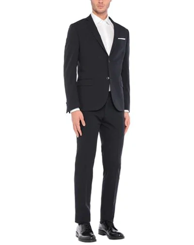 Grey Daniele Alessandrini Suits In Dark Blue
