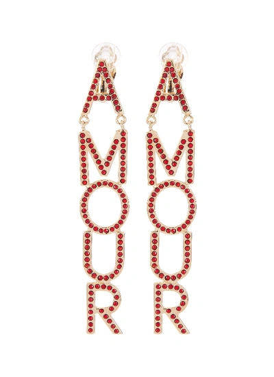 Bijoux De Famille 'amour' Crystal Earrings In Metallic,red