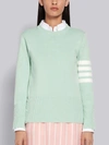 THOM BROWNE THOM BROWNE GREEN COTTON CREPE MILANO STITCH CREWNECK 4-BAR PULLOVER,FKA239A0021914181937