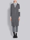 Thom Browne Grey Milano Stitch 4-bar Long Cardigan In Grey