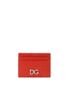 DOLCE & GABBANA RED DAUPHINE LEATHER CARD HOLDER