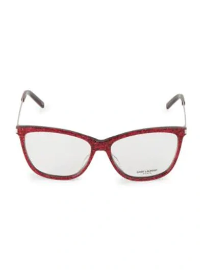Saint Laurent 56mm Cat Eye Optical Glasses In Red