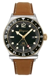 Ferragamo Sport Leather Strap Watch, 44mm In Brown/ Black/ Silver