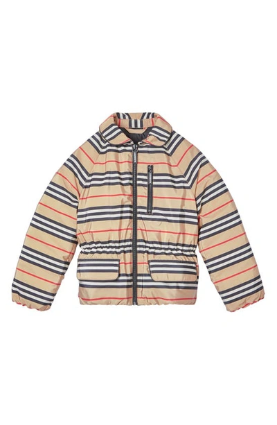 Burberry Teen Icon Stripe Down Filled Jacket In Beige