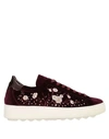 PHILIPPE MODEL PHILIPPE MODEL WOMAN SNEAKERS BURGUNDY SIZE 7 TEXTILE FIBERS, SOFT LEATHER,11488008FL 11
