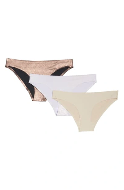 Honeydew Intimates Skinz 3-pack Hipster Panties In Nude/frst Blk/frst Sugar Plum