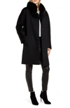 FLEURETTE WOOL COAT WITH GENUINE FOX FUR COLLAR,089267FX