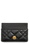 VERSACE QUILTED ICON LEATHER CARD CASE,DP3H286DNATR2