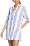 TOMMY BAHAMA RUGBY BEACH STRIPE COVER-UP TUNIC SHIRT,TSW13324C