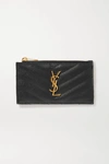 SAINT LAURENT MONOGRAMME SMALL QUILTED TEXTURED-LEATHER WALLET