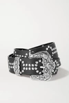 Black & Brown Lara Studded Textured-leather Belt In Black