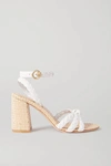 GIANVITO ROSSI 85 WOVEN LEATHER AND RAFFIA SANDALS