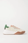 STELLA MCCARTNEY LOOP LOGO-PRINT CANVAS AND VEGETARIAN SUEDE SNEAKERS