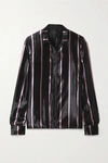 RTA BLYTHE STRIPED METALLIC SILK-BLEND LAMÉ SHIRT