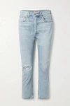 AGOLDE RILEY CROPPED DISTRESSED HIGH-RISE STRAIGHT-LEG JEANS