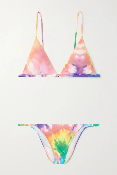 Ack Fine Tie-dyed Triangle Bikini In Yellow