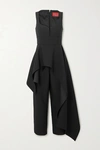 Solace London Rena Peplum Ruffle Cropped Jumpsuit In Black