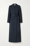 ANNA QUAN DELPHINE BELTED PINSTRIPED TWILL COAT