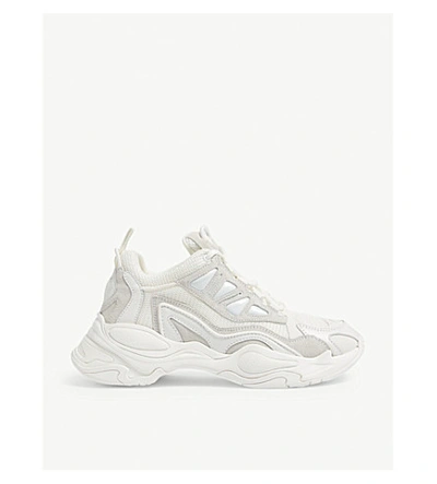 Sandro Astro Leather And Mesh Trainers In White