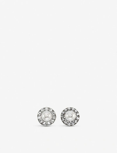 Gucci Interlocking-g Imitation Pearl & Crystal Clip-on Earrings In Undefined