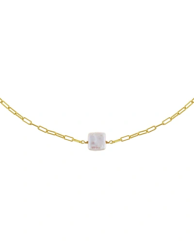 Adinas Jewels Pearly Square Necklace In Gold
