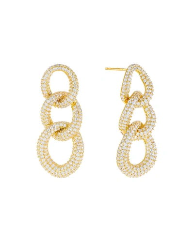 Adinas Jewels Cubic Zirconia Chunky Link Earrings In Gold
