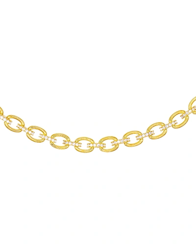 Adinas Jewels Cubic Zirconia Chain-link Choker Necklace In Gold