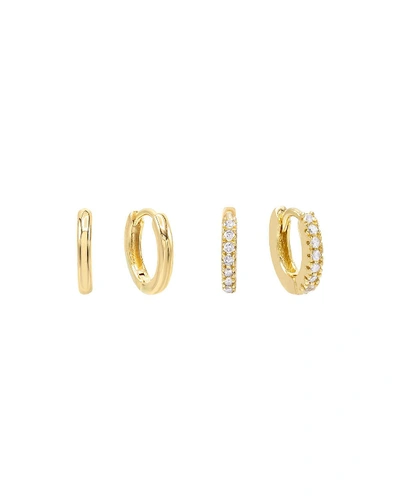 Adinas Jewels Mini Huggie Hoop Earrings, Set Of 2 In Gold