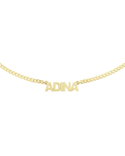 Adinas Jewels Personalized Mini Nameplate Chain Choker Necklace In Gold Vermeil
