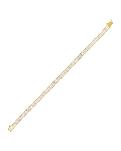Adinas Jewels Cubic Zirconia Baguette Tennis Bracelet In Gold