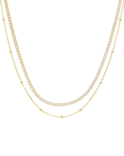 Adinas Jewels 2-layer Ball Chain And Tennis Necklace In Gold