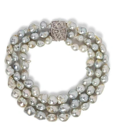 Kojis White Gold Baroque Pearl And Diamond Necklace