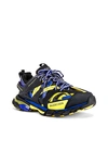Balenciaga Track Mesh Running Sneakers In Black & Yellow & Blue