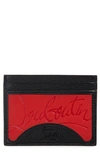 Christian Louboutin Kios Sneaker Sole Leather & Tpu Card Case In Loub Black
