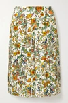 Tory Burch Contrast Binding Pleated Pencil Skirt In Ivory