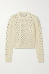 MICHAEL KORS EMBELLISHED CABLE-KNIT CASHMERE SWEATER