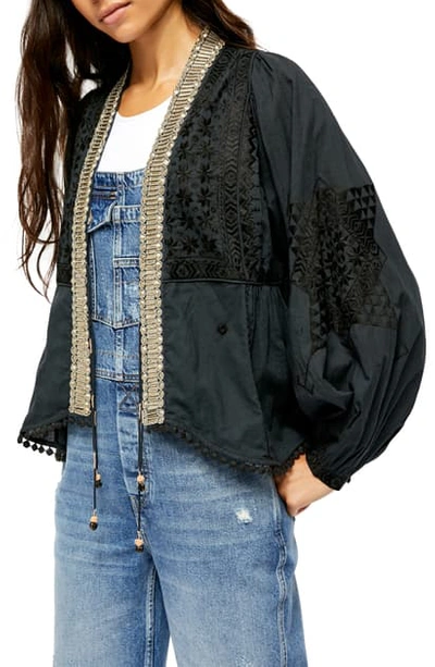 Free People Jasmine Embroidered Jacket In Black | ModeSens