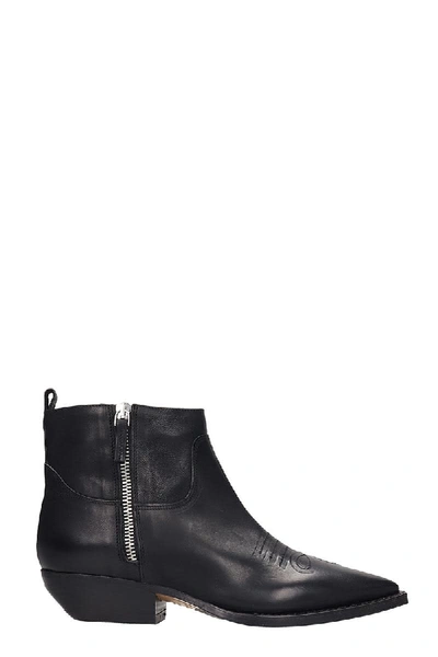 Julie Dee Texan Ankle Boots In Black Leather