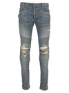 BALMAIN BIKER RIPPED SKINNY JEANS,11198975