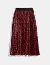 COACH LUNAR NEW YEAR HORSE AND CARRIAGE PRINT PLEATED SKIRT,88474 RED 5