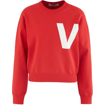 Valentino V-logo Sweatshirt In Rosso Avorio